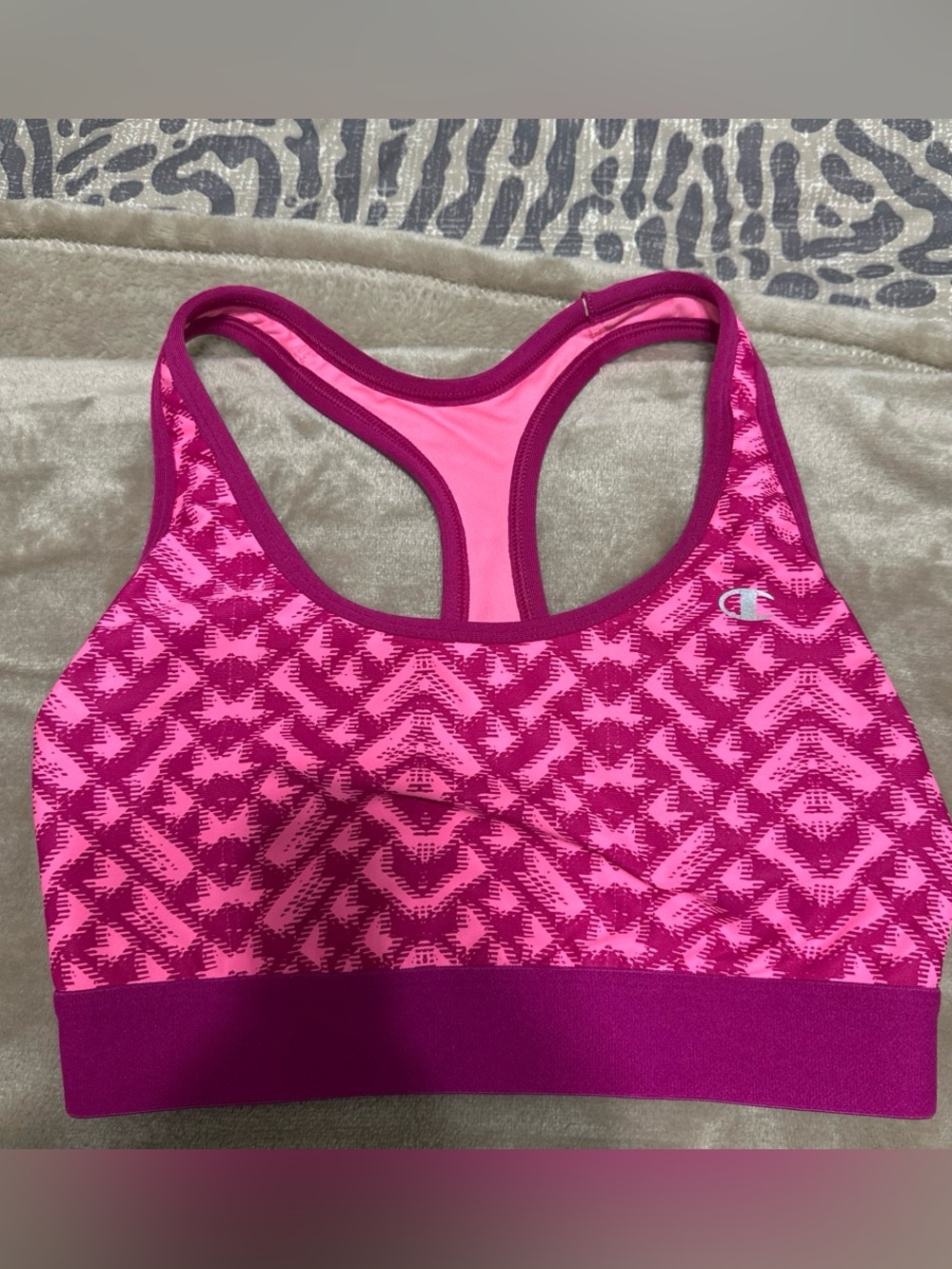 Champion Women's Hot Pink Patterned Racerback Sports Bra